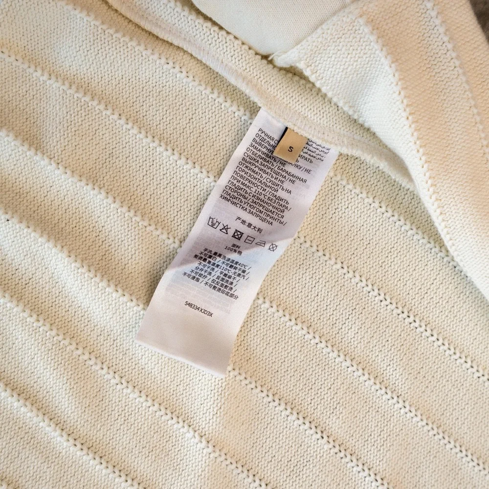Authentic Gucci Cardigan‎ Sweater White Web Stripe GG Logo Cotton Knit Size S